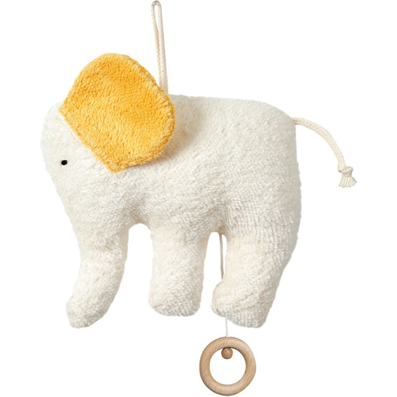 Spieluhr, Elefant mit gelben Ohren, "Mozart Wiegenlied", GOTS