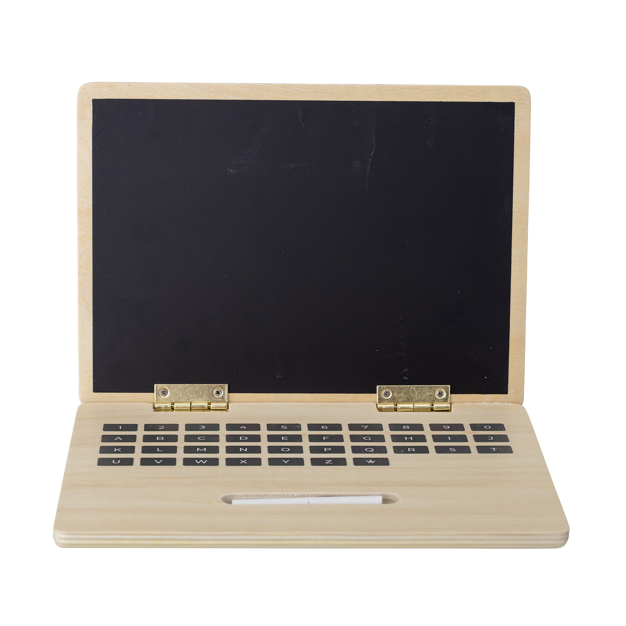 Laptop, Computer mit Tastatur, Tafel mit Kreide, bloomingville