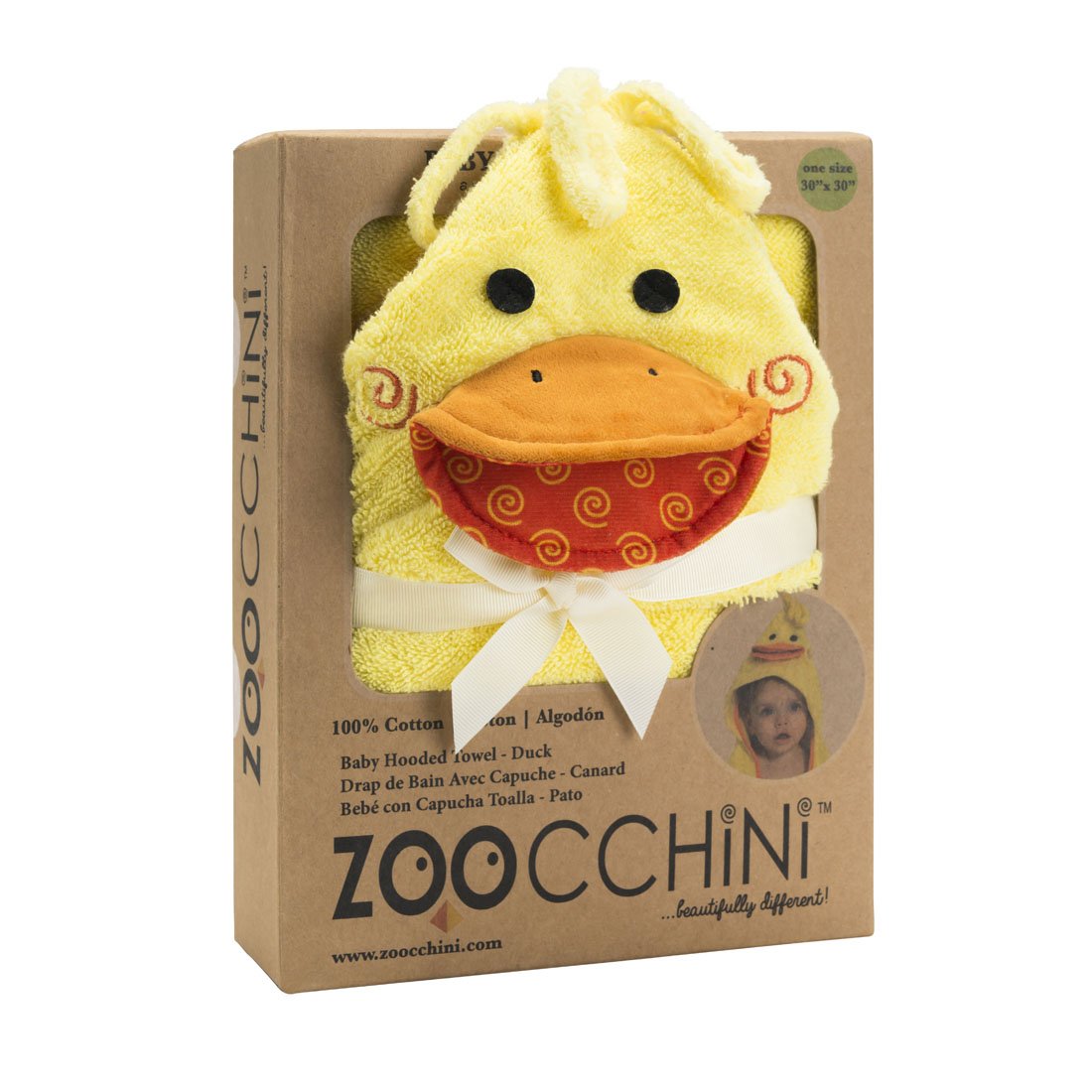 ZOOCCHINI BABY SNOW FROTTEE BADETUCH MIT KAPUZE - PUDDLES THE DUCK