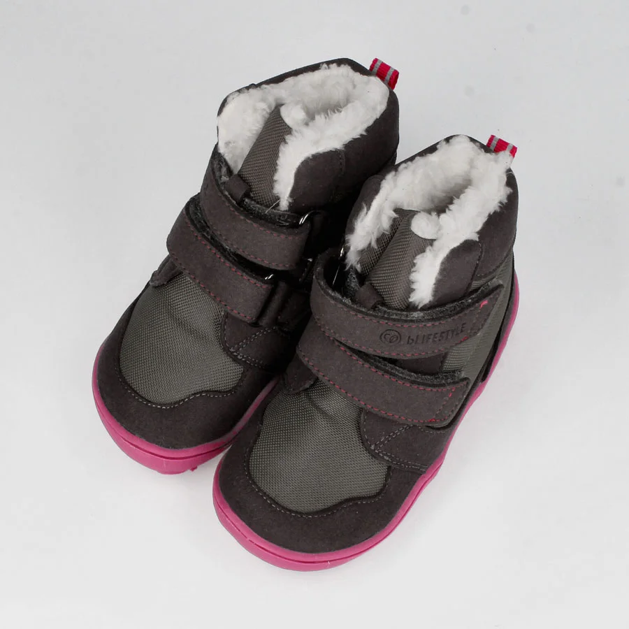 Wasserfeste Winter- Barfußschuh Koala, Tex | grau / rosa | Vegan | Blifestyle