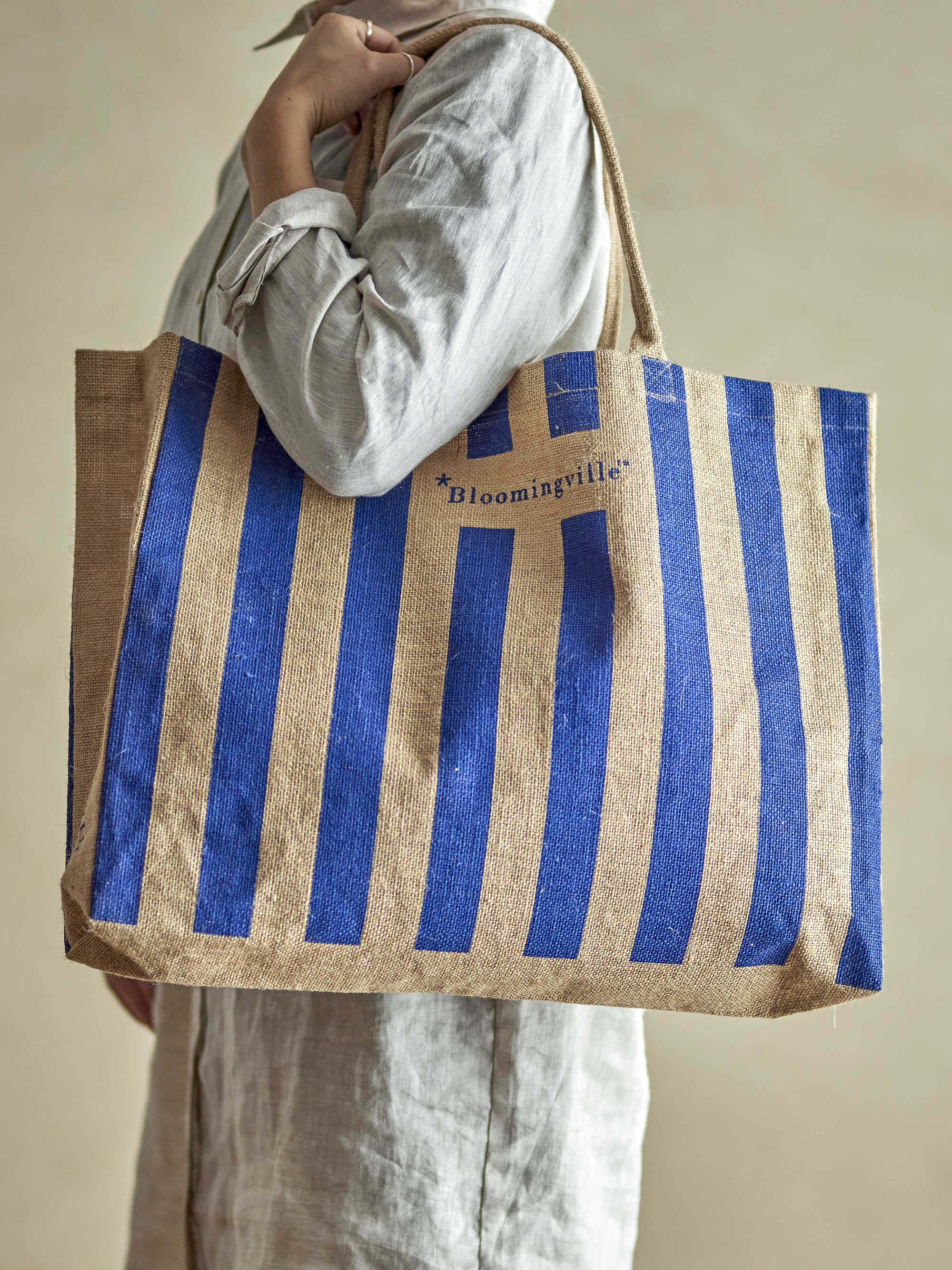 Bergamo Einkaufstasche, Strandtasche, Jute, blau | bloomingville